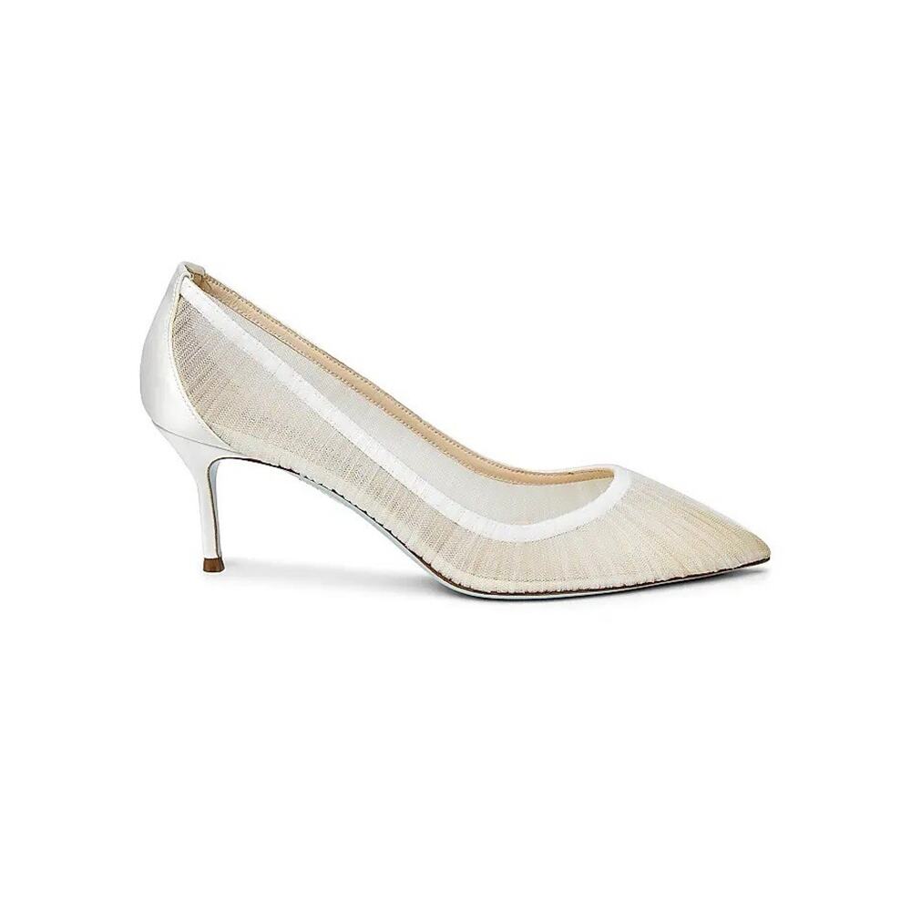 New Aquazzura Voile 65MM Tulle & Satin Pumps Kitten Heel 39 US 9 $965 White